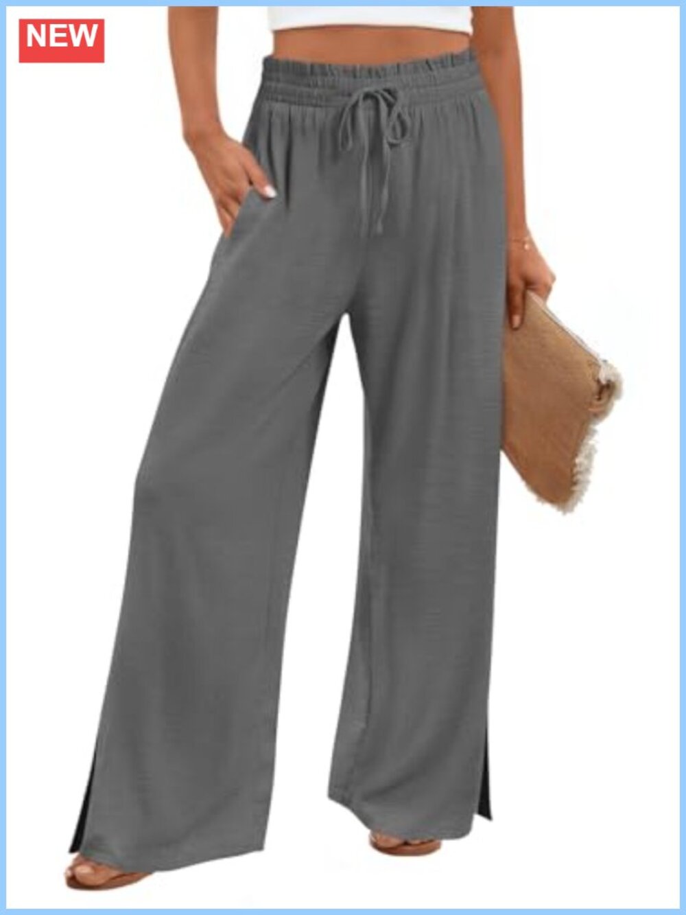 Women's Wide Leg High Waisted Palazzo Pants with Pockets Lightweight